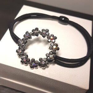 3/$20 Jeweled Cluster Circle Stretch Bracelet & Hair Tie Elastic Band Flower